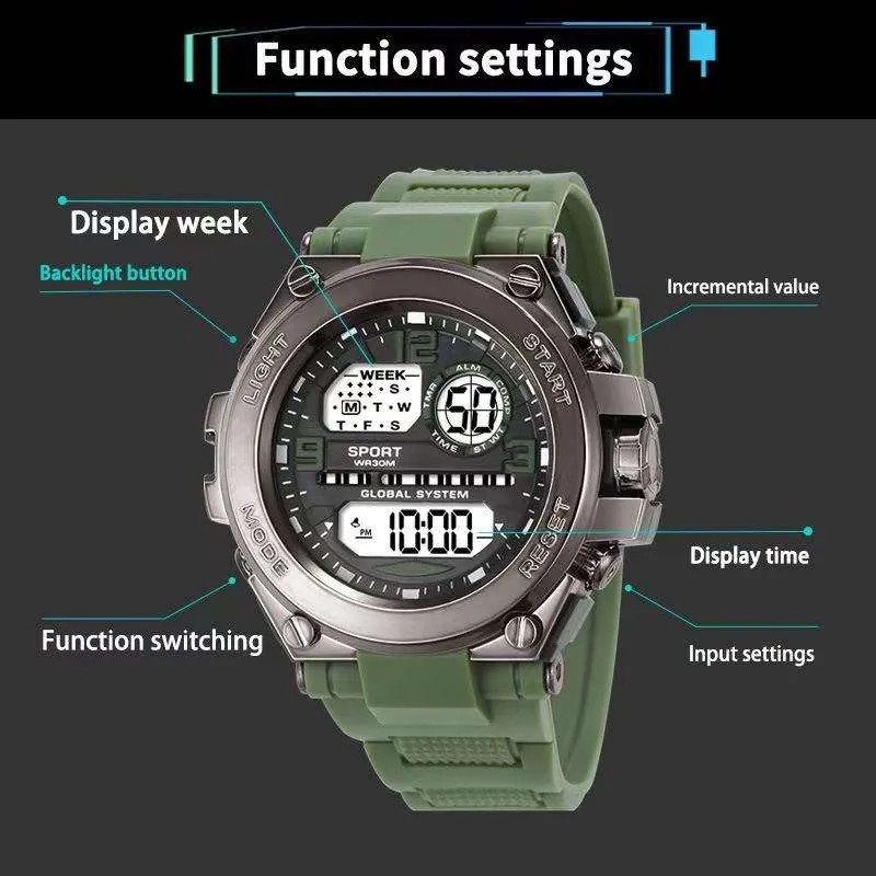 Reloj Deportivo Digital Hombre Cuarzo Resistente A Golpes - Image 2