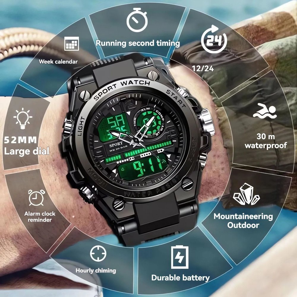 Reloj Deportivo Digital Hombre Cuarzo Resistente A Golpes - Image 4