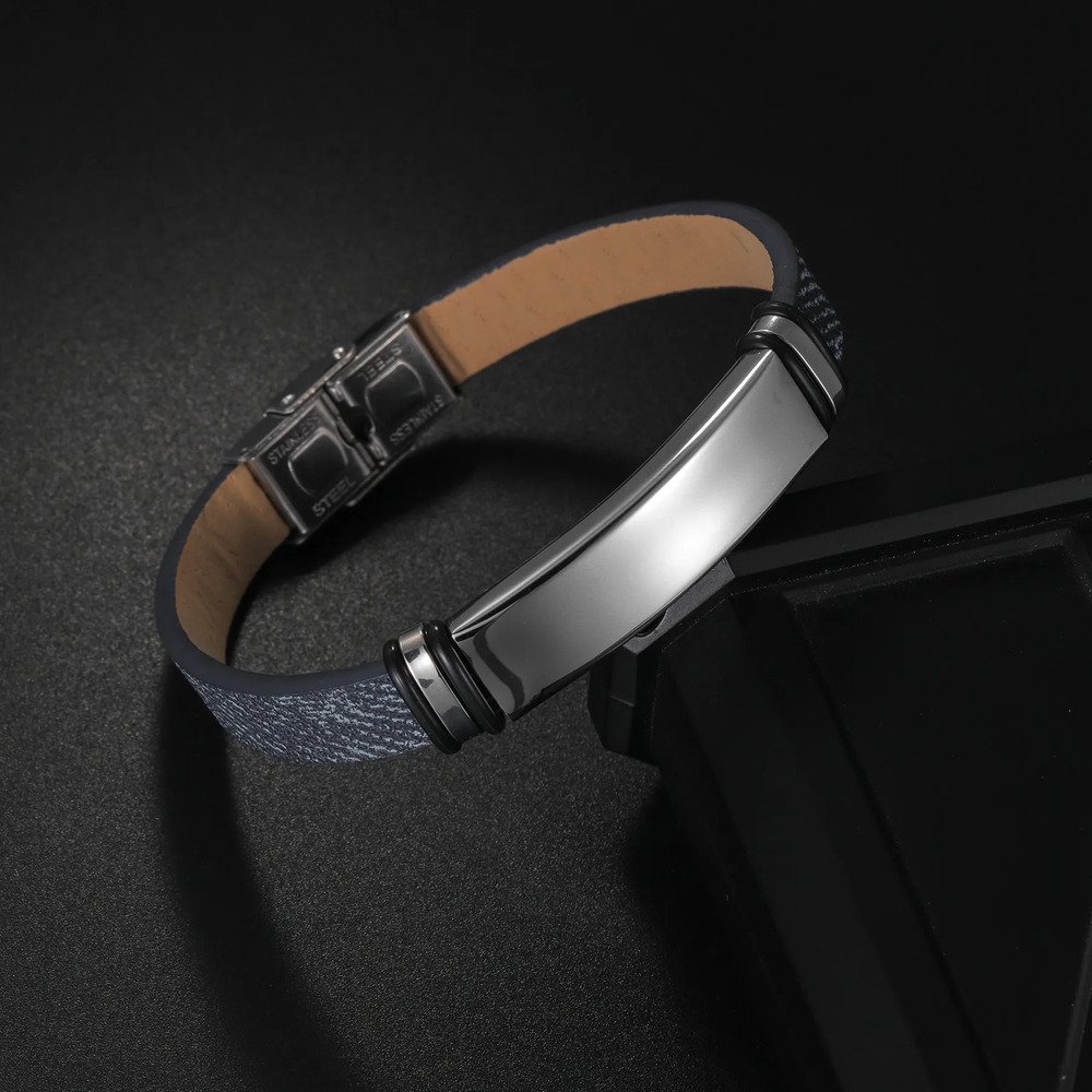 Pulsera De Cuero Y Acero Inoxidable Para Hombre - Image 5