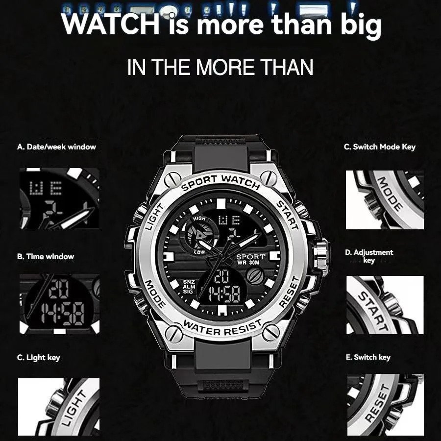 Reloj Deportivo Digital Hombre Cuarzo Resistente A Golpes - Image 6