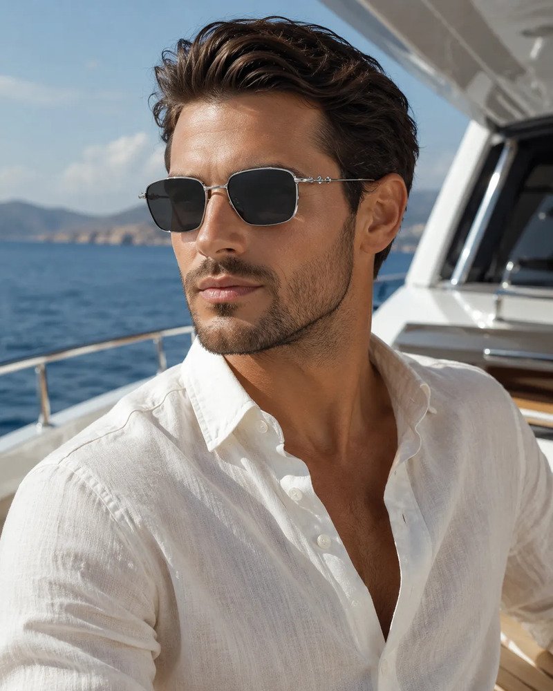Lentes De Sol Cuadrados Para Hombre Armazón Metálico Tac - Image 3