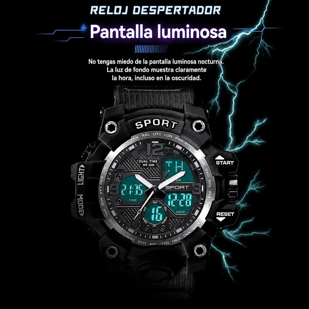 Reloj Deportivo Hombre Analógico Digital Led Multifunción - Image 2