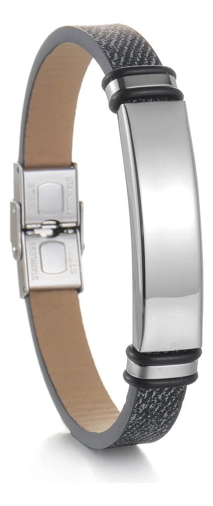 Pulsera De Cuero Y Acero Inoxidable Para Hombre - Image 4