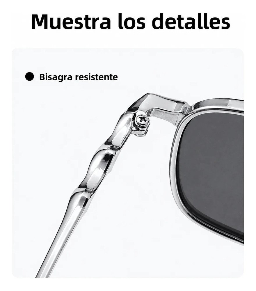 Lentes De Sol Cuadrados Para Hombre Armazón Metálico Tac - Image 6