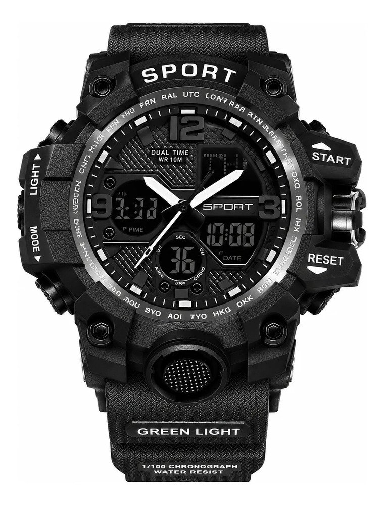 Reloj Deportivo Hombre Analógico Digital Led Multifunción