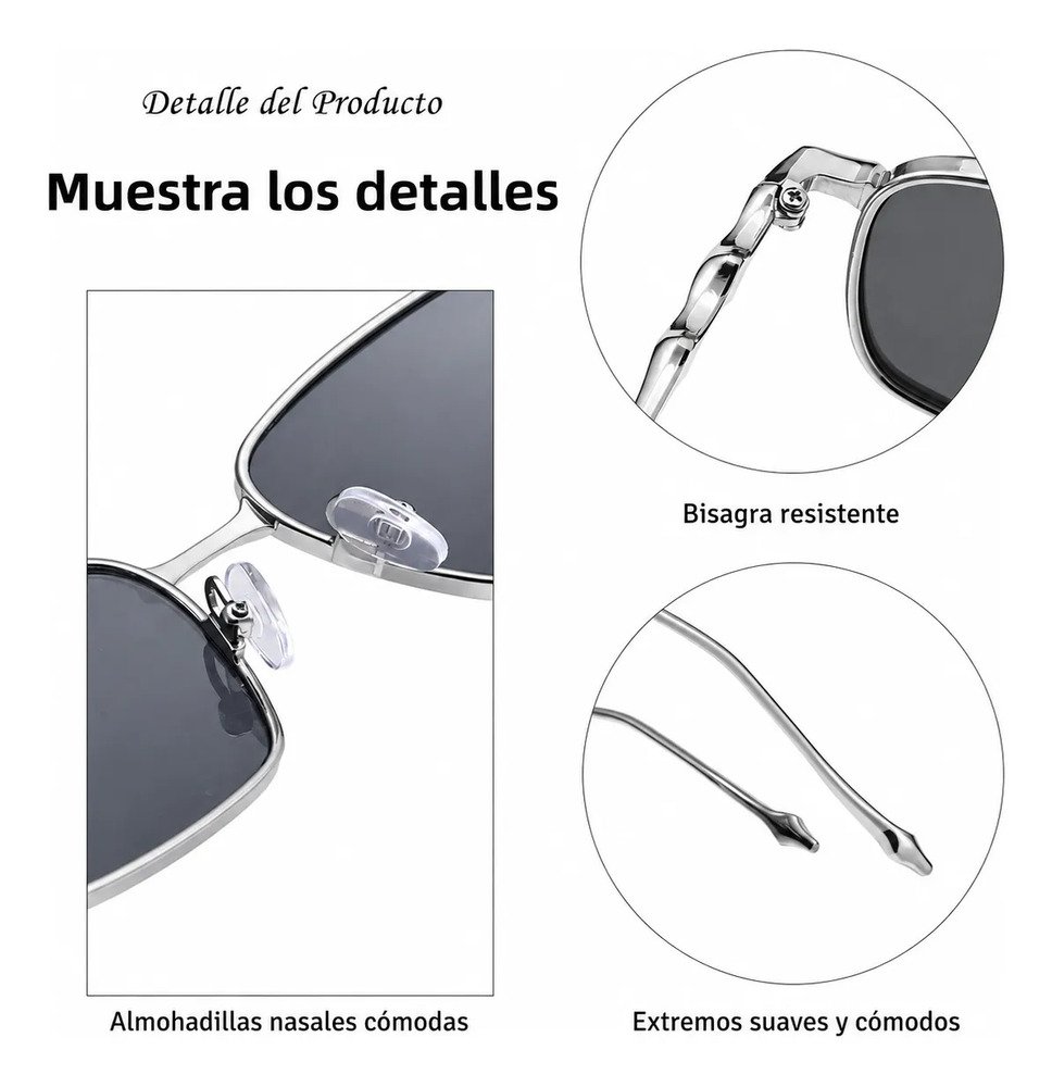 Lentes De Sol Cuadrados Para Hombre Armazón Metálico Tac - Image 4